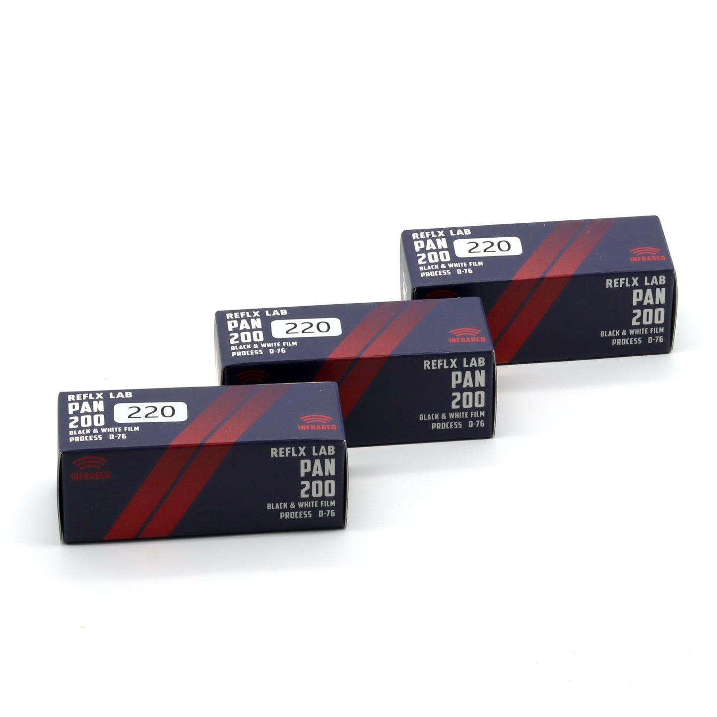 3 ROLLS REFLX LAB PAN200 INFRARED BLACK AND WHITE FILM-120/220