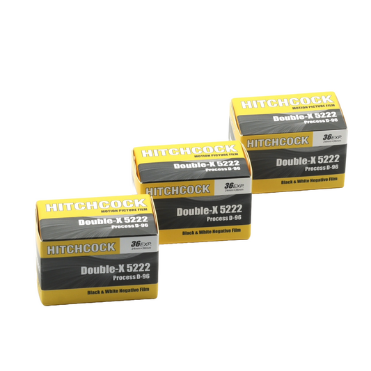 3 ROLLS HITCHCOCK 5222 DOUBLE X BLACK & WHITE FILM 36EXP